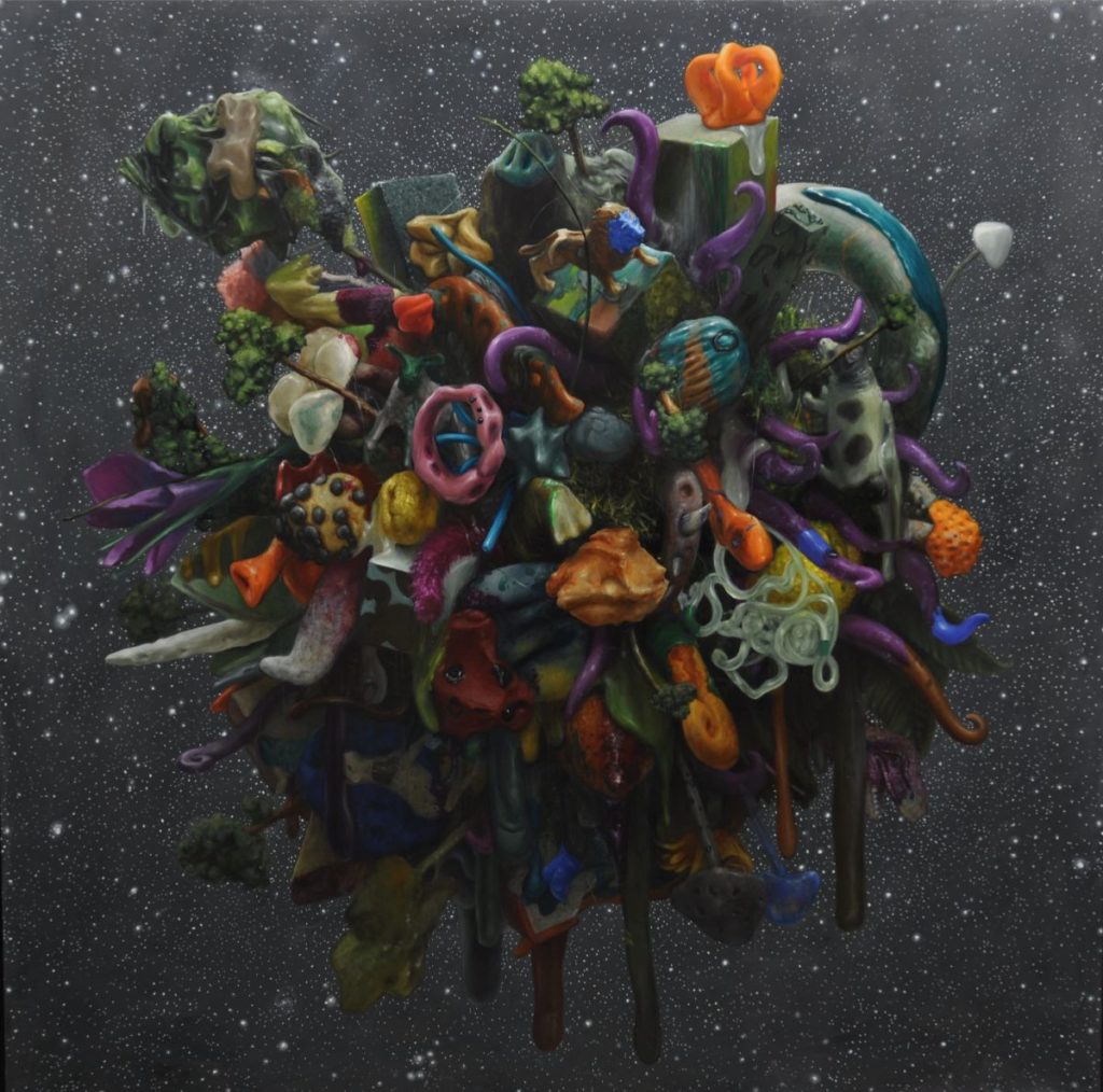 Decayed little planet, oil on canvas, 150 x 150cm, 2018