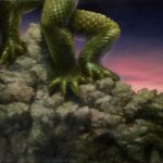 Tatzelwurm, 2023, akryl i olej na płótnie, 50 x 60cm